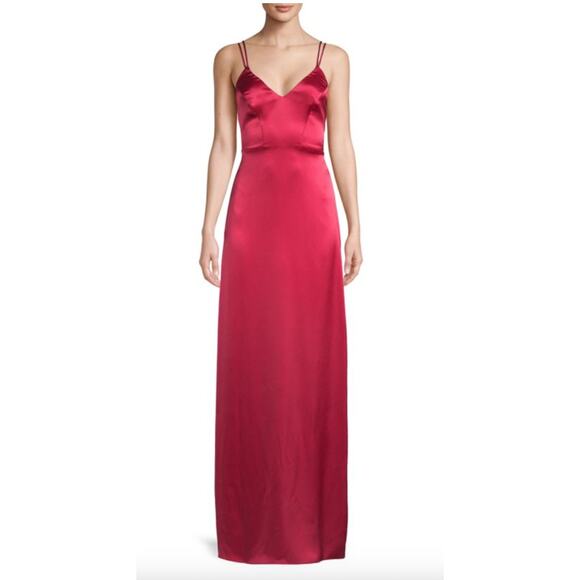 ZAC Zac Posen Noel Strappy Ruffled Gown Maxi Womens Crimson Red Size 6 - Picture 1 of 16